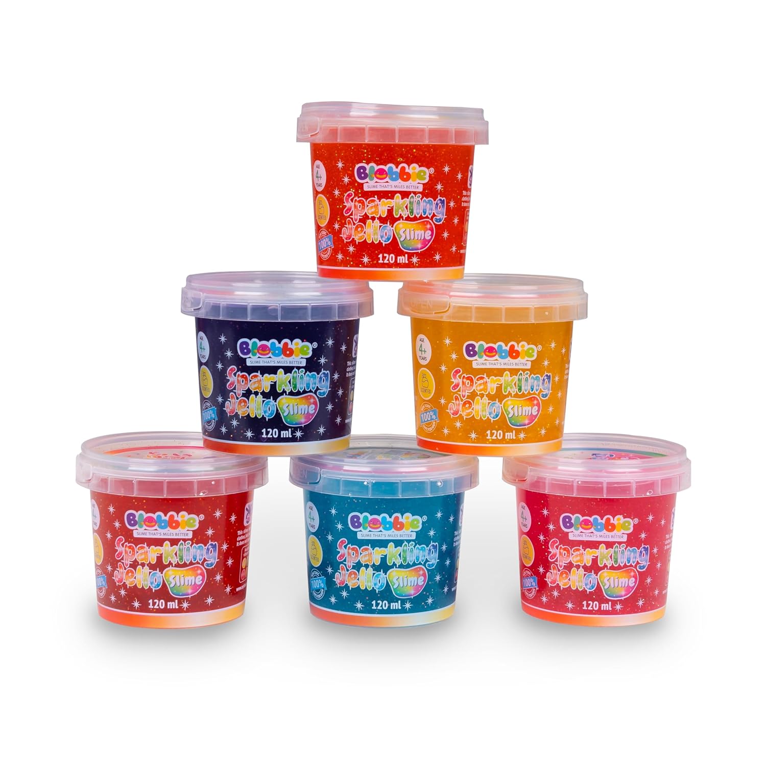 Sparkling Jello Slime Set of 3 for Girls - Pink, Purple, Red with Sparkling Glitters - 360 ml - Scented - Non-Sticky - Non-Toxic - Age 4+