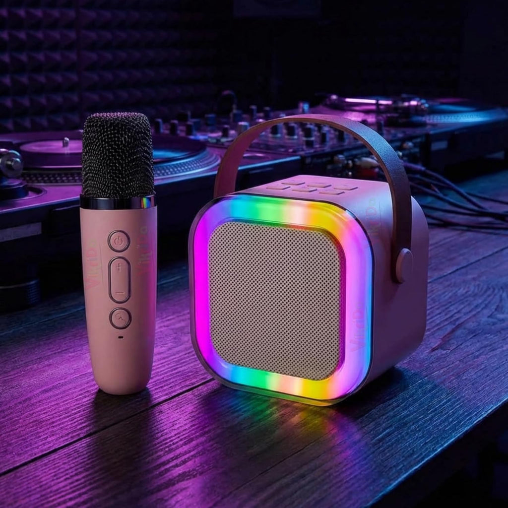 VikriDA Mini Karaoke Machine for Kids & Adults,Portable Bluetooth Speaker with 1 Wireless Karaoke Microphone,Music Toys Christmas Birthday Gifts for Girls & Boys 4,5,6,7,8,9,10,11,12 Year Old.