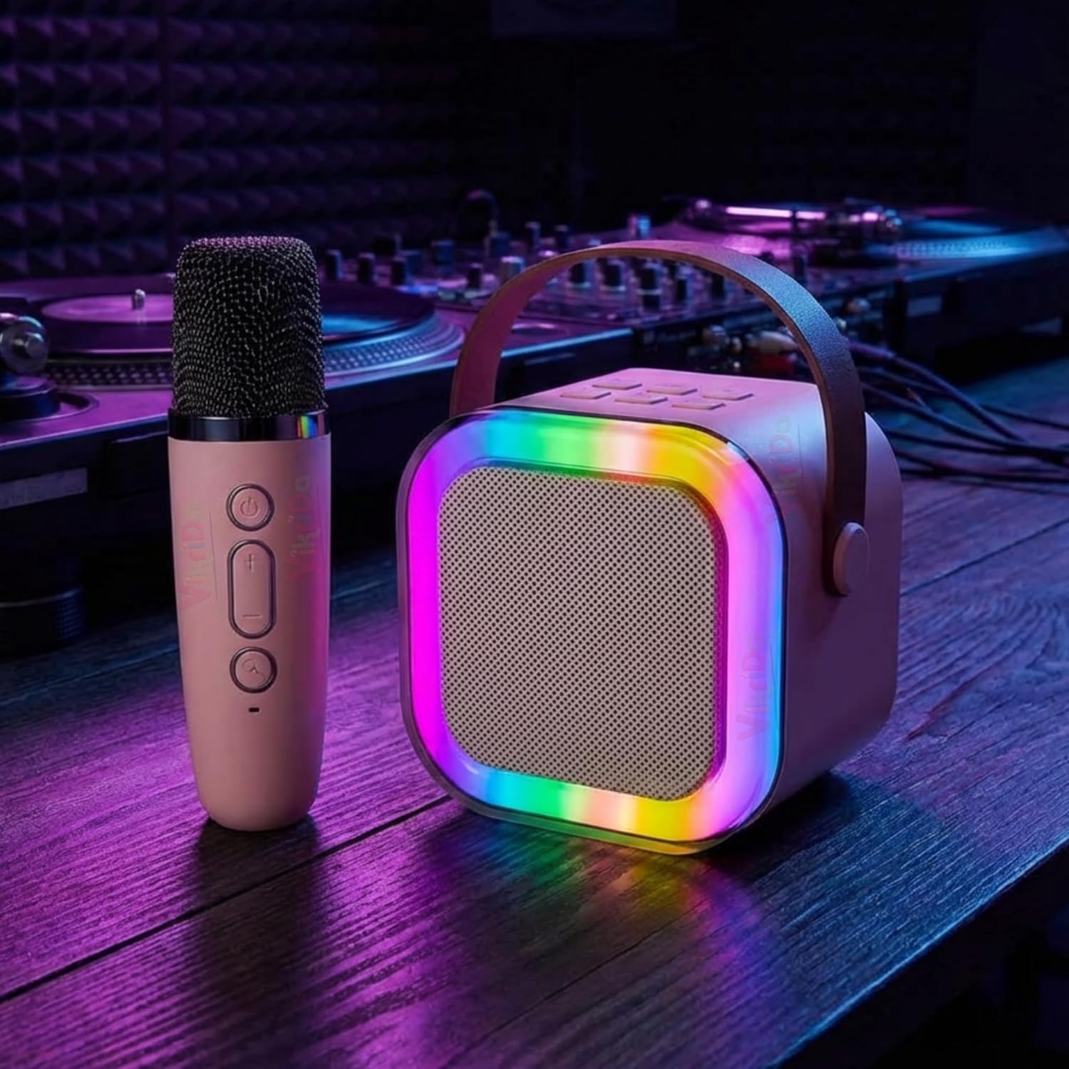 VikriDA Mini Karaoke Machine for Kids & Adults,Portable Bluetooth Speaker with 1 Wireless Karaoke Microphone,Music Toys Christmas Birthday Gifts for Girls & Boys 4,5,6,7,8,9,10,11,12 Year Old.