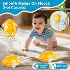 Dancing Octopus Baby Toy | Electric Crawling & Swinging Squid, Interactive Tummy Time Toy for Kids 3+ Years | Musical & Sensory Fun, Birthday Gifts for Boys & Girls (Yellow)