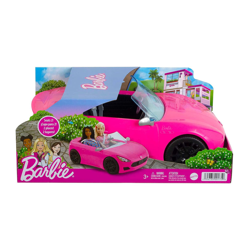 Barbie® Convertible 2-Seater Vehicle, Pink Car with Rolling Wheels & Realistic Details, Gift for 3 to 7 Year Olds