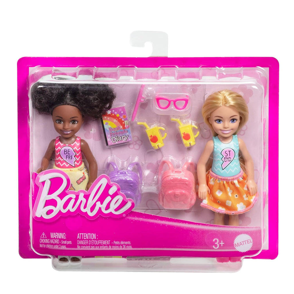 Barbie Chelsea Play Together Doll Pack, Best Friend Set of 2 Small Dolls in Removable Skirts & Shoes, Plus 7 Accessories, Themed to BFFs
