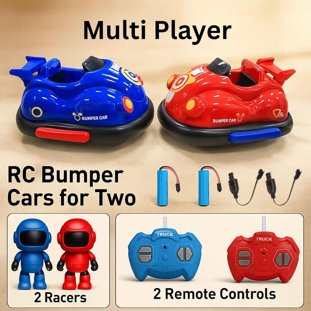 Remote Control Go Kart Racing Cars Set, 2.4GHz Rechargeable RC Bumper Cars with LED Lights, Red and Blue, 2-Pack, with Ejecting Drivers, Multiplayer Battle Game for Kids, Ages 4+