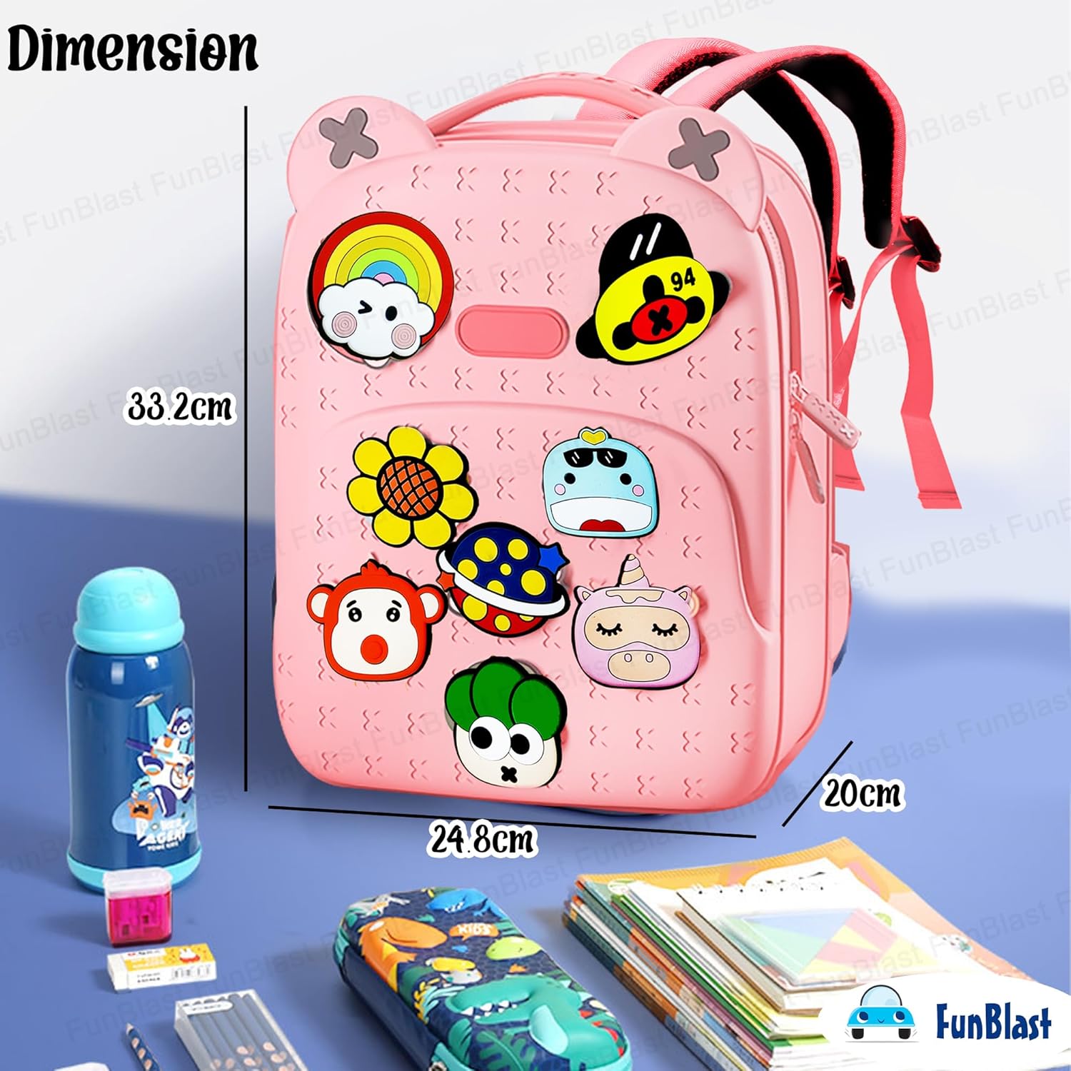 FunBlast Bagpack for Children - Bag for Pre-Schoolers Kids, Small Picnic Bag for Baby, Boys, Girls, Lightweight Miniature Bags for Kids, Boys, Girls (33.2 X 24.8 X 20 Cm)