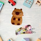 Shoulder Bag for Kids Capybara Wallet Travel Bag Zipper Silicone Bag Dark Brown