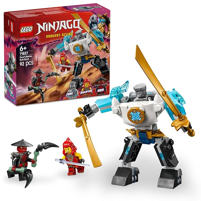LEGO NINJAGO Zane’s Battle Suit Mech Pretend Play Toy Set 71827 Building Blocks Toys for 6+ Gift for Boys and Girls