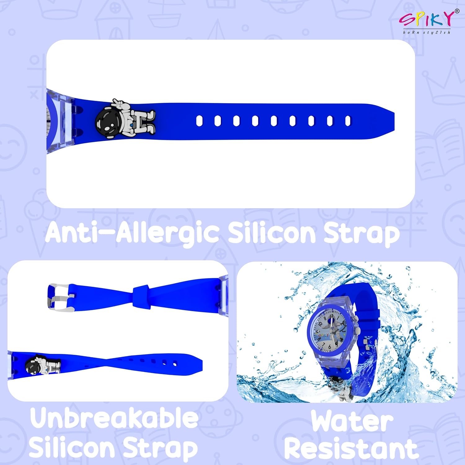 SPIKY Analog Watch for Kids | 3D Cartoon | 7 Multicolor LED Luminous Lights with Silicone Strap | Unisex Best Birthday Gift | Analogue Wrist Watches for Boys & Girls | Age 3-10 yrs