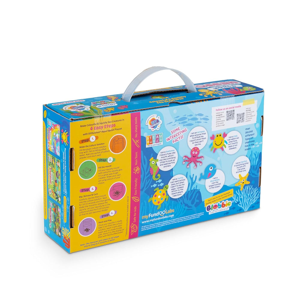 Ocean World Aqua Squish Kit | Make More Than 40 3D Colorful Soft and Squishy Sea Creatures | Magic Water Elf Gel Toys for Girls and Boys | 6 Undersea Creatures Moulds