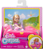 Barbie Chelsea Doll & Toy Car Set with Bear-Themed Convertible & Teddy Bear Accessory, Blonde Small Doll Wears Removable Skirt & Shoes