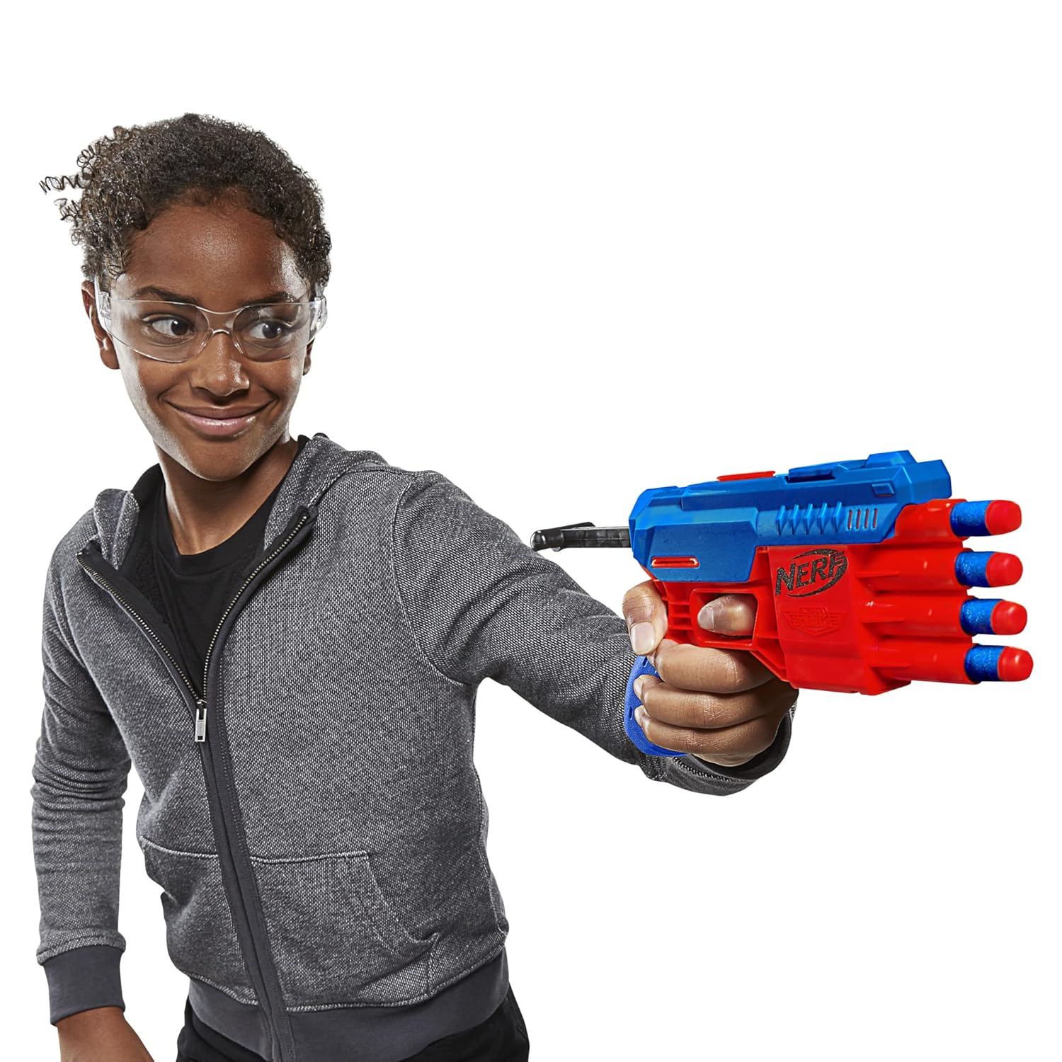 Nerf Alpha Strike Claw Qs-4 Blaster 4 Official Nerf Elite Foam Darts,Multicolor
