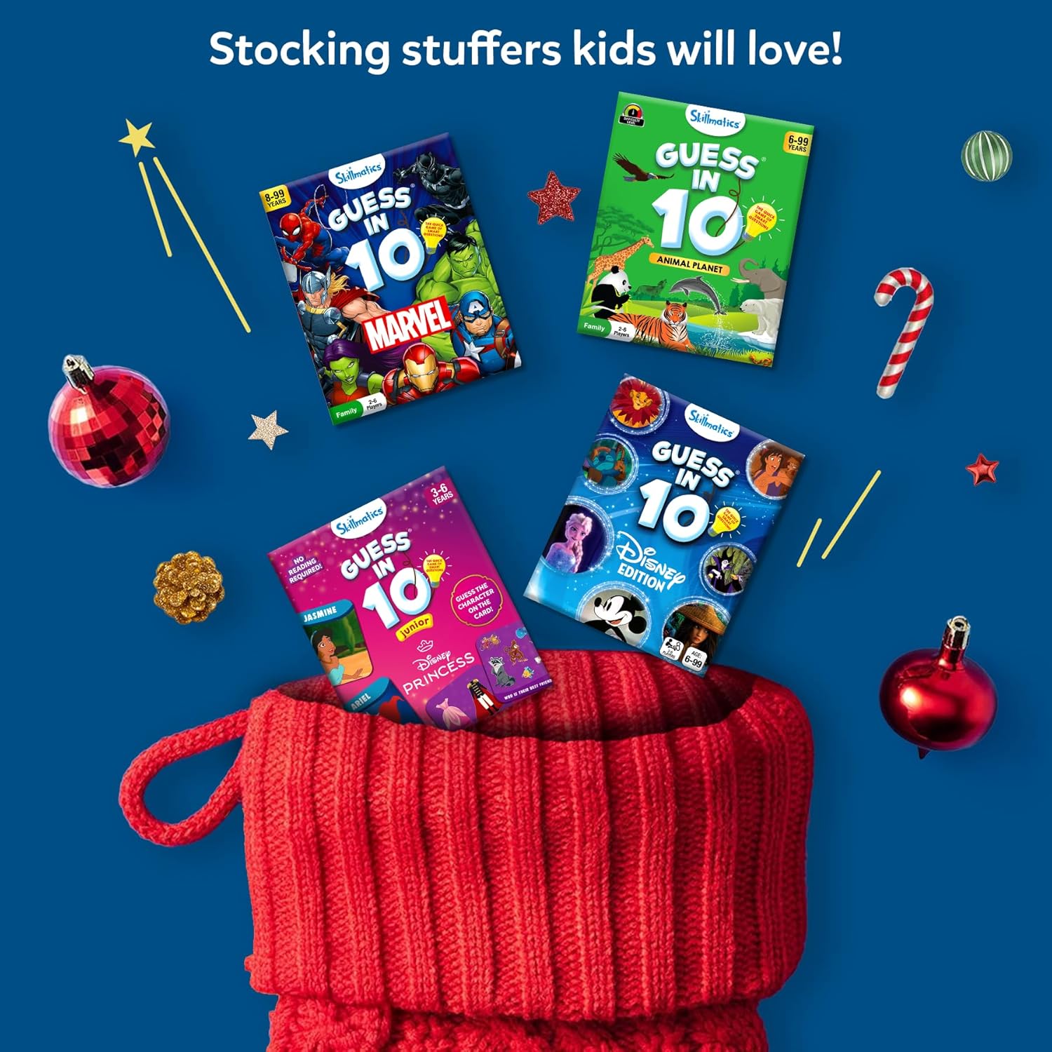 Skillmatics Guess in 10 Disney, Card Game for Girls, Boys, Kids, Teens, Adults, Who Love Cinderella, Mickey Mouse, Moana, Gifts for Ages 6, 7, 8, 9 and Up