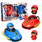 Remote Control Go Kart Racing Cars Set, 2.4GHz Rechargeable RC Bumper Cars with LED Lights, Red and Blue, 2-Pack, with Ejecting Drivers, Multiplayer Battle Game for Kids, Ages 4+