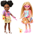 Barbie Chelsea Play Together Doll Pack, Best Friend Set of 2 Small Dolls in Removable Skirts & Shoes, Plus 7 Accessories, Themed to BFFs