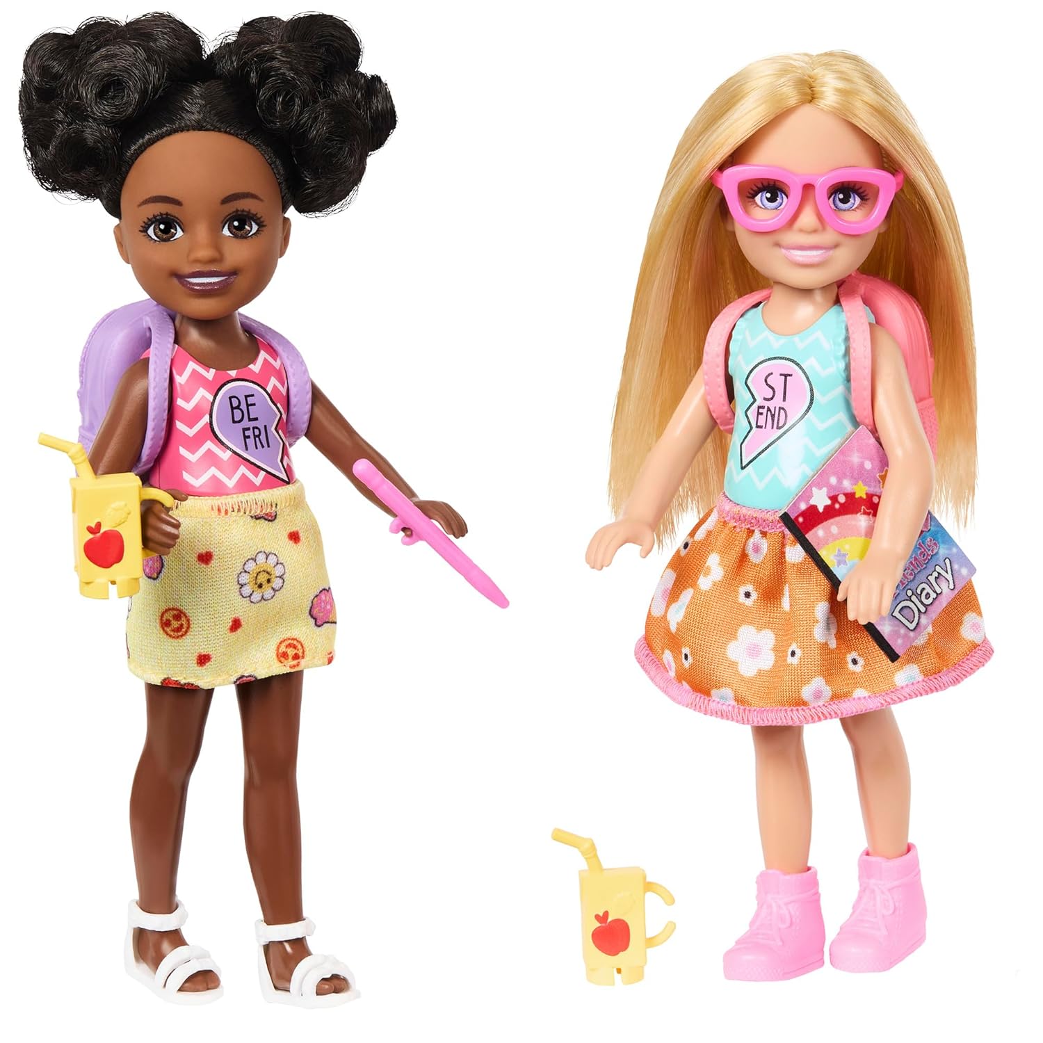 Barbie Chelsea Play Together Doll Pack, Best Friend Set of 2 Small Dolls in Removable Skirts & Shoes, Plus 7 Accessories, Themed to BFFs