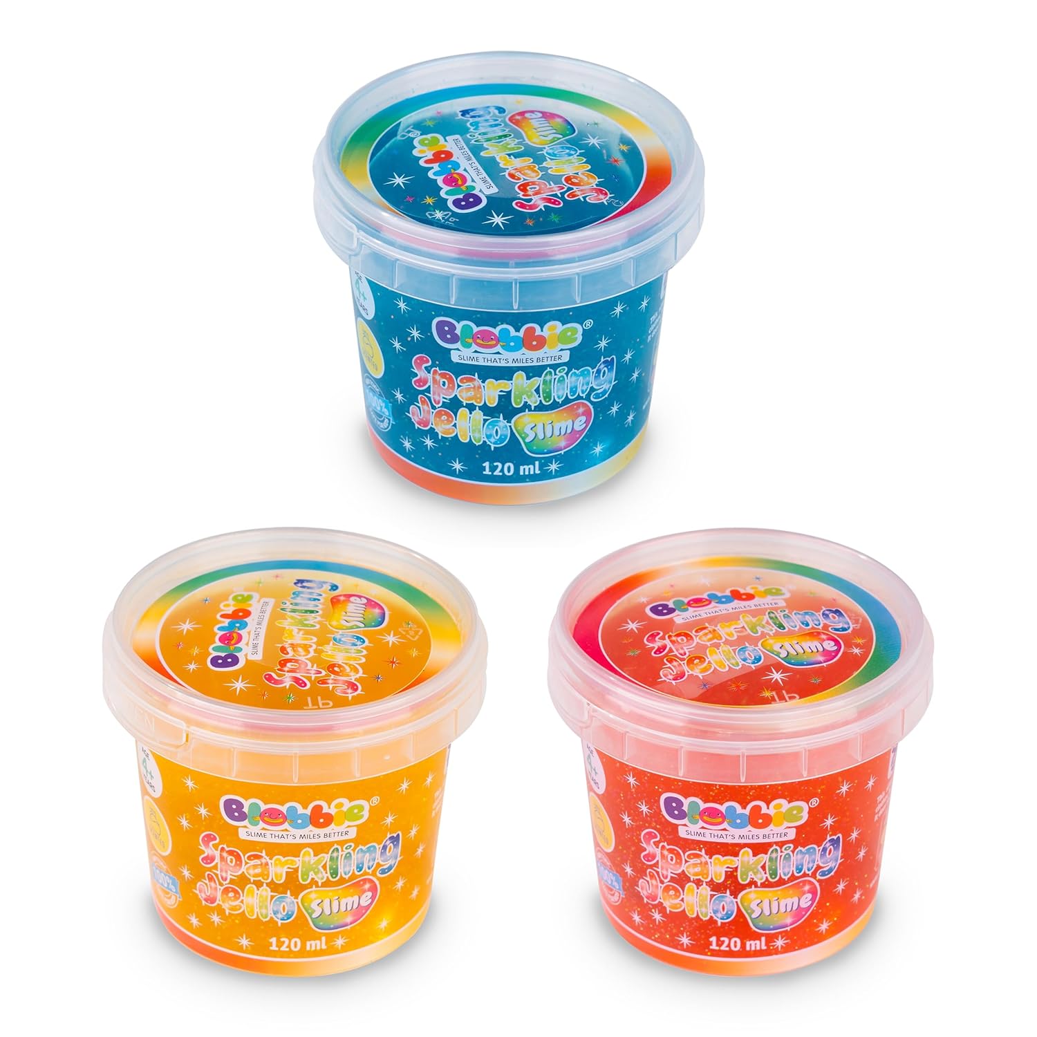 Sparkling Jello Slime Set of 3 for Girls - Pink, Purple, Red with Sparkling Glitters - 360 ml - Scented - Non-Sticky - Non-Toxic - Age 4+