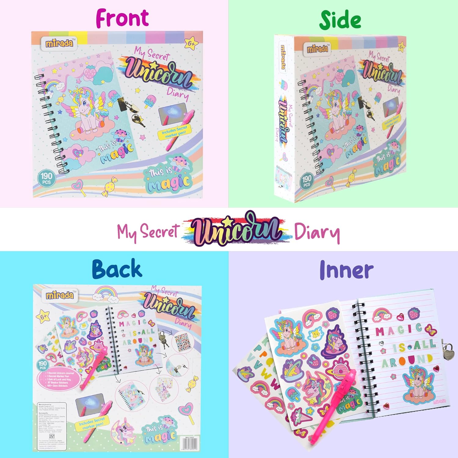 Mirada Art & Craft,Unicorn Scrapbook, Ideal Gift for Boys & Girls, 6+ (MAC2011)