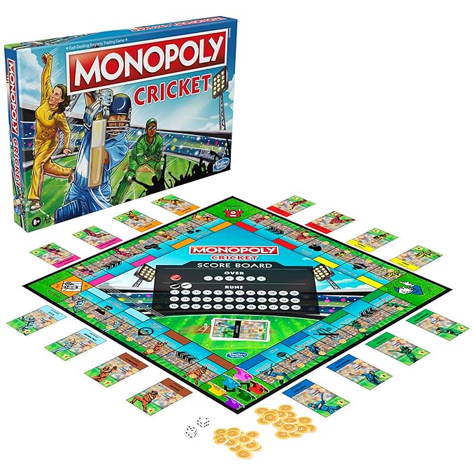 Monopoly Cricket Board Game | Cricket-Themed Monopoly Board Game for Families and Kids | for Ages 8+ | for 2 to 6 Players | Christmas Gift for Kids & Families