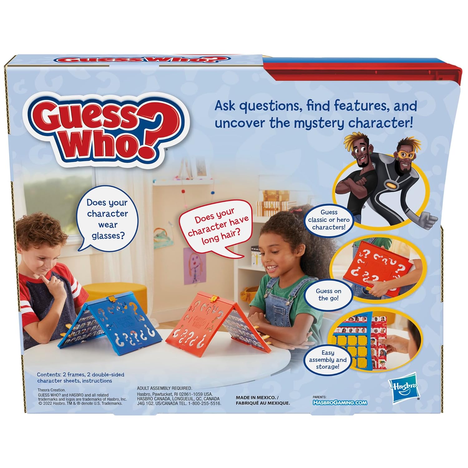 Hasbro Guess Who? Original, Easy to Load Frame, Double-Sided Character Sheet, 2 Player Board Games for Kids, Guessing Games for Families, Ages 6 and Up