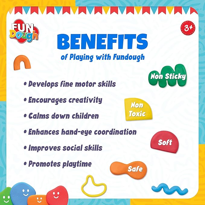 Fundough Funskool Gift Set, Play Set for Kid, 5 Colorful Dough Tubs of 50g Each (250g Total), Learning, Fun & Engaging Activity, Multicolour, Gift Set for Kids, Age 3+ Years