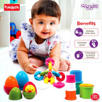 Giggles Funskool Link Stack N Nest, Nesting & Stackable Toy Blocks for Kids, Encourages Learning & Development, Fun Activity for Babies, Gift Set for Kid, Age 6+ Months