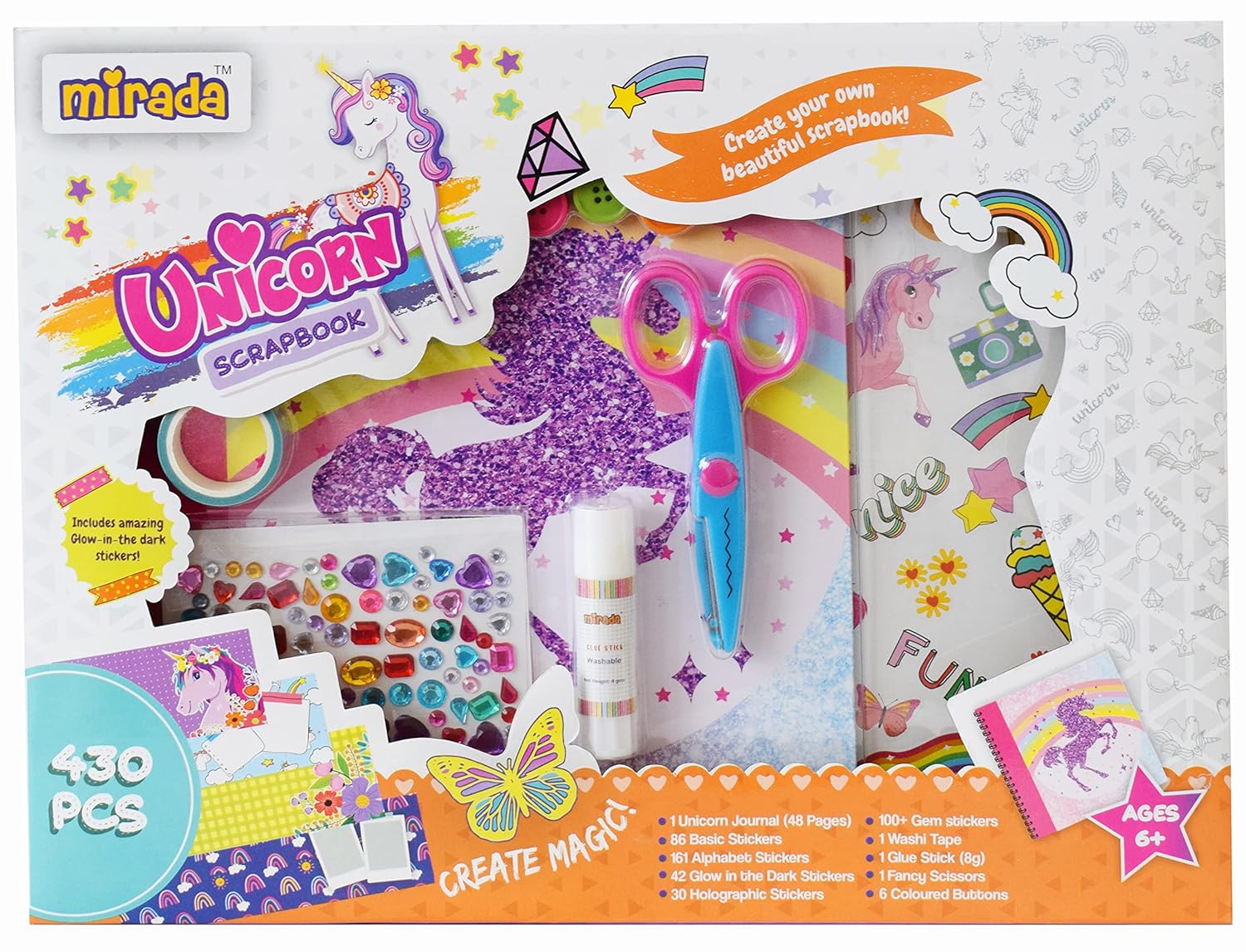Mirada Art & Craft,Unicorn Scrapbook, Ideal Gift for Boys & Girls, 6+ (MAC2011)