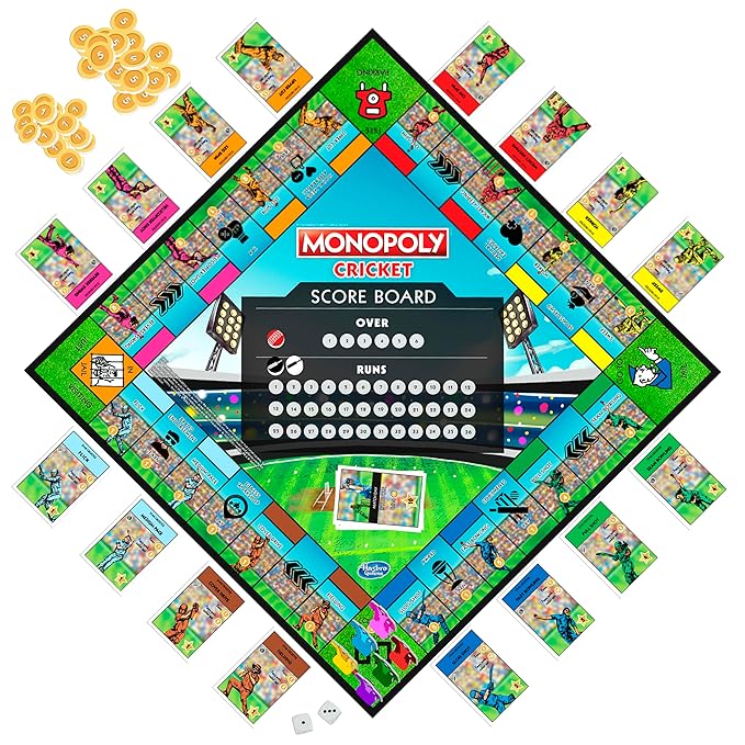 Monopoly Cricket Board Game | Cricket-Themed Monopoly Board Game for Families and Kids | for Ages 8+ | for 2 to 6 Players | Christmas Gift for Kids & Families