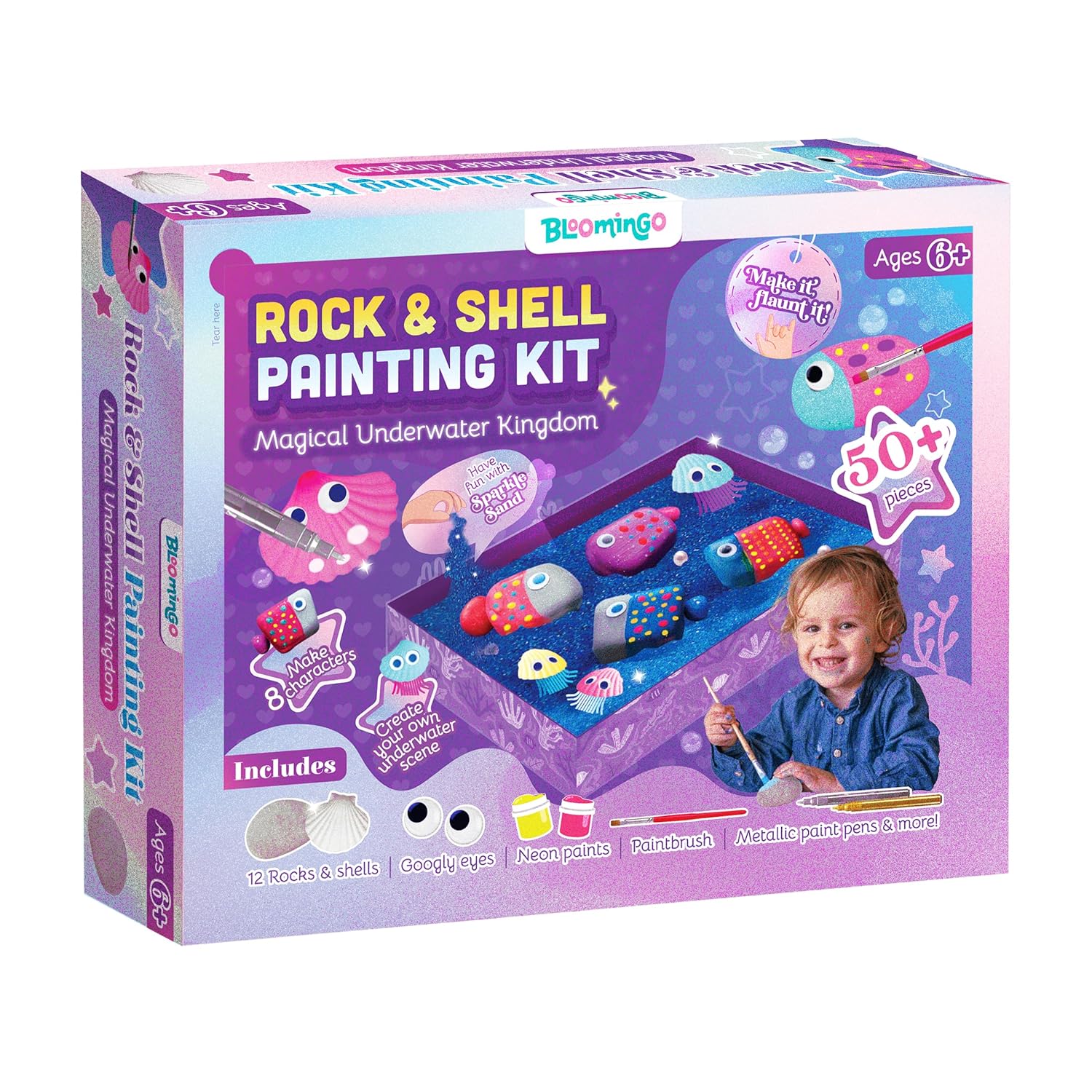 Bloomingo Soar into Space Rock Painting Kit for Kids – Creative Painting Craft Gift for Boys & Girls | Non-Toxic Paints & Safe Accessories | Sparks Imagination, Creativity & Learning | Ages 4+