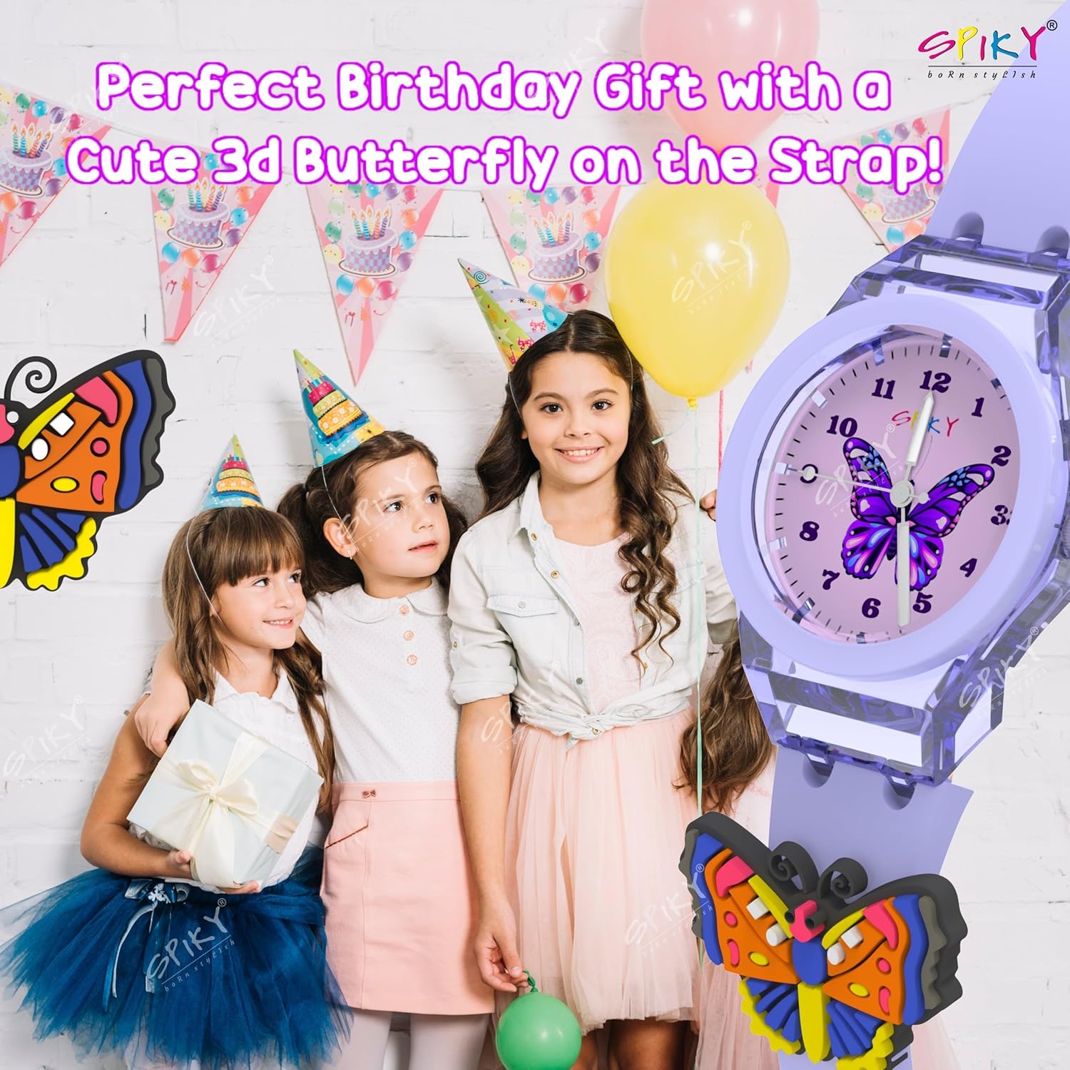 SPIKY Analog Watch for Kids | 3D Cartoon | 7 Multicolor LED Luminous Lights with Silicone Strap | Unisex Best Birthday Gift | Analogue Wrist Watches for Boys & Girls | Age 3-10 yrs