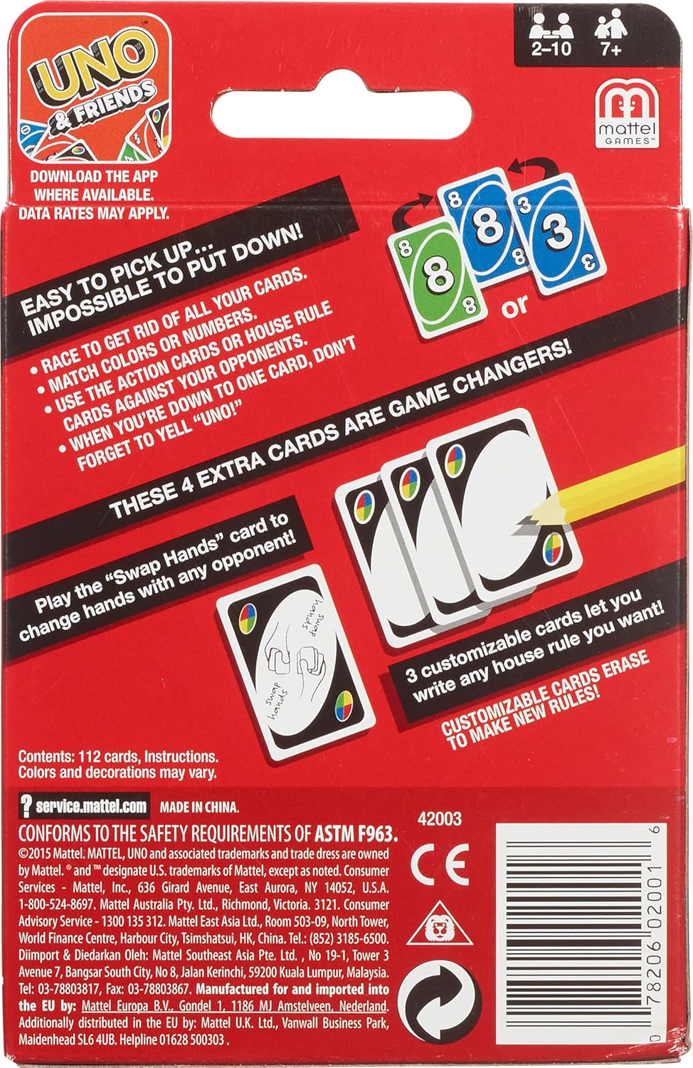 Mattel Uno Playing Card Game for 7 Yrs and Above for Adult,Set of 112 Cards, Multicolor