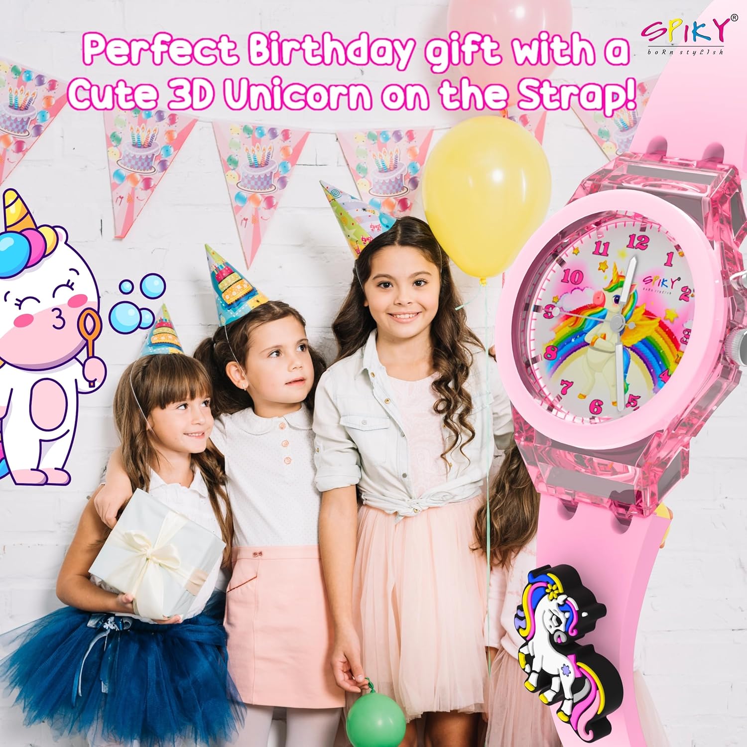 SPIKY Analog Watch for Kids | 3D Cartoon | 7 Multicolor LED Luminous Lights with Silicone Strap | Unisex Best Birthday Gift | Analogue Wrist Watches for Boys & Girls | Age 3-10 yrs