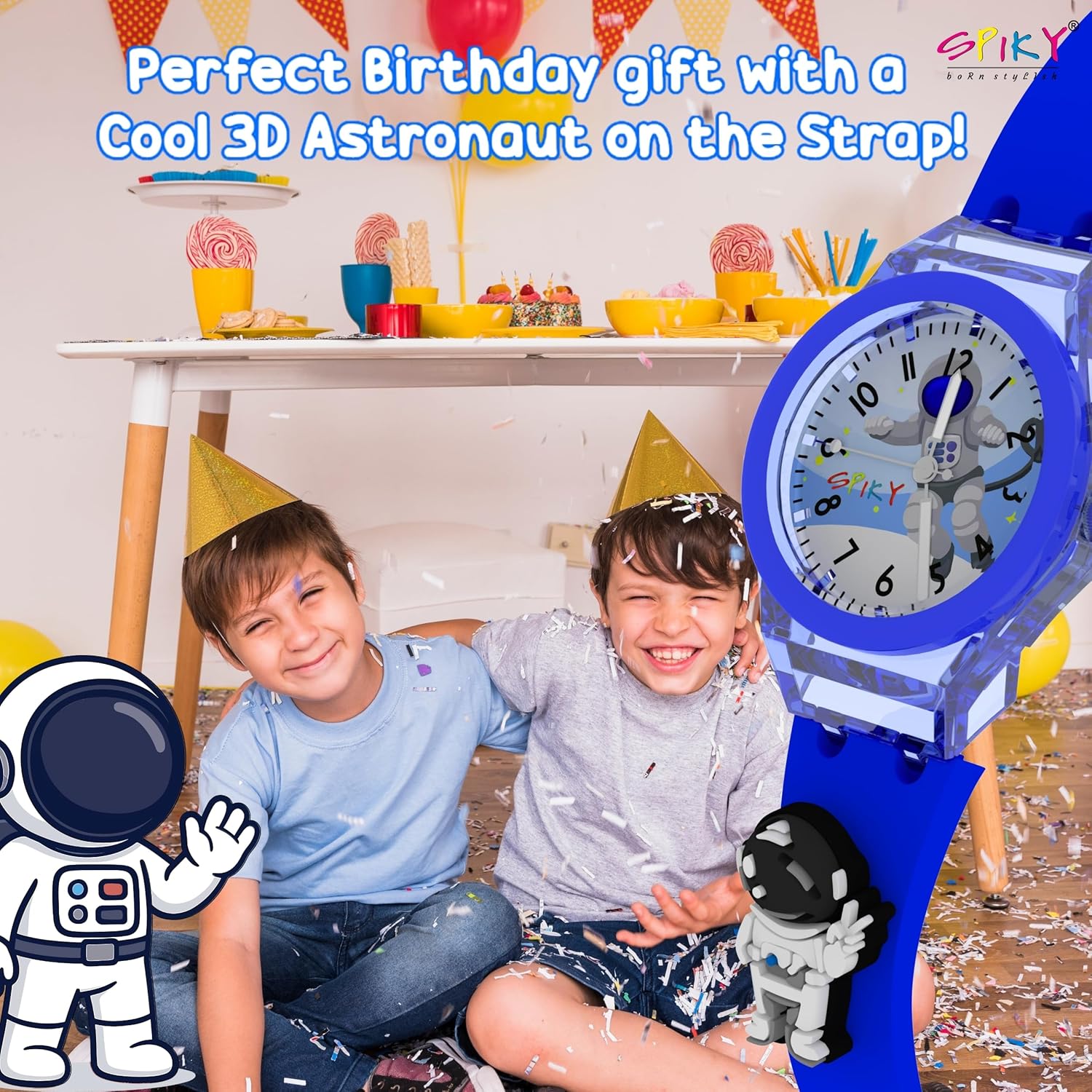 SPIKY Analog Watch for Kids | 3D Cartoon | 7 Multicolor LED Luminous Lights with Silicone Strap | Unisex Best Birthday Gift | Analogue Wrist Watches for Boys & Girls | Age 3-10 yrs