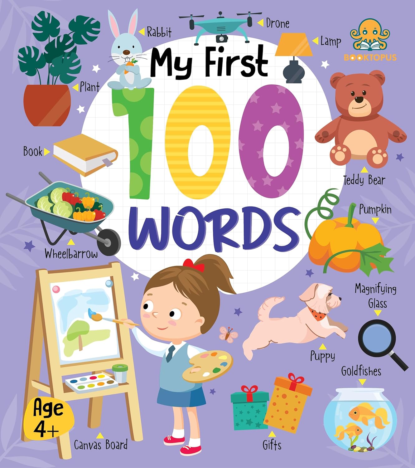 Booktopus Board Book – My First 100 Words – Early Learning Books for Kids – Picture Books for Baby 4+ Years