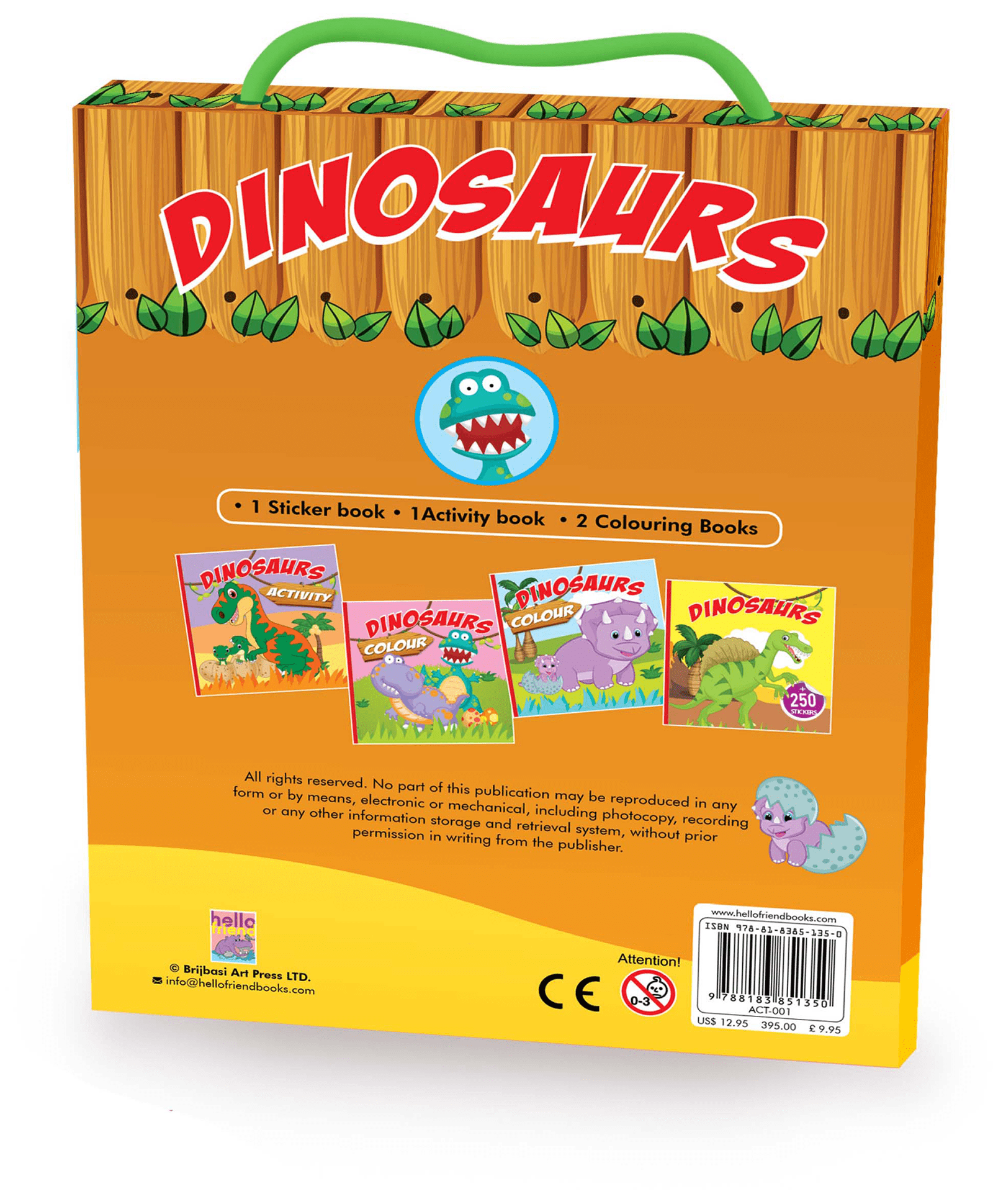Hello Friend Books My Suitcase Activity Bag Dinosaurs:  – Complete Activity Case with Colouring Books, Activity Book and Sticker Book, Great for Gifts and Travel
