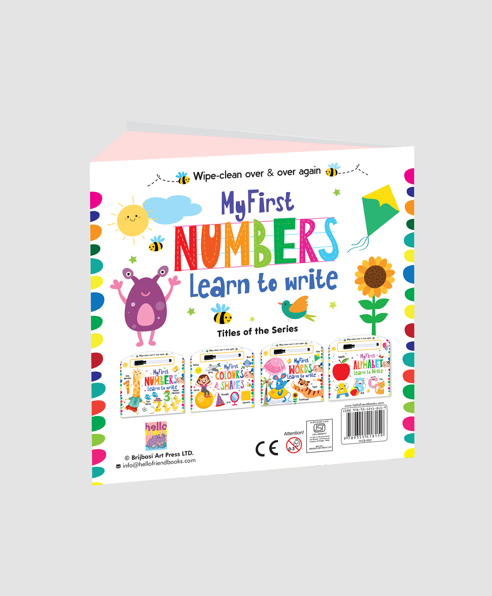Hello Friend Books My First Wipe and Clean Board Book of Numbers: Includes Wipe and Clean Pen to Write, Learn, Clean and Write Again