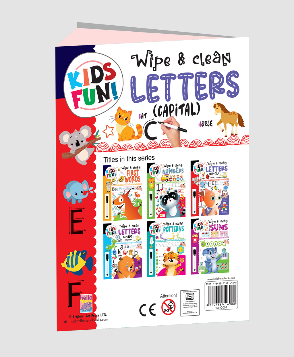 Hello Friend Books Kids Fun! Reusable Wipe and Clean Book – Embark on an Exciting Journey Exploring Capital Letters / Alphabet and Enhance Early Learning Skills Through Playful Interaction