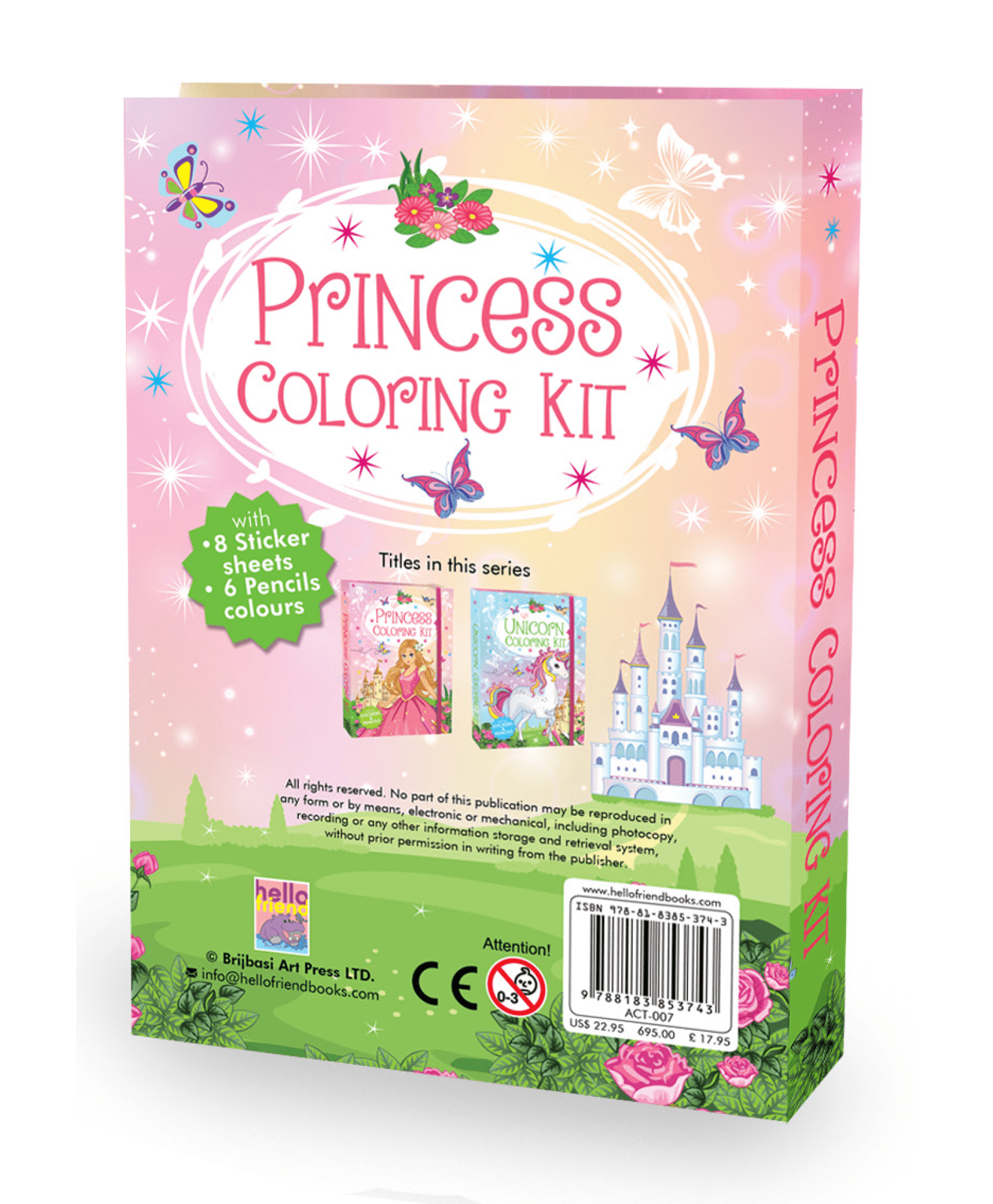 Hello Friend Books Colouring and Sticker Travel Art Kit: Princess – Beautiful Colouring Kit with Colouring Pad, Sticker Sheets, and Colour Pencils