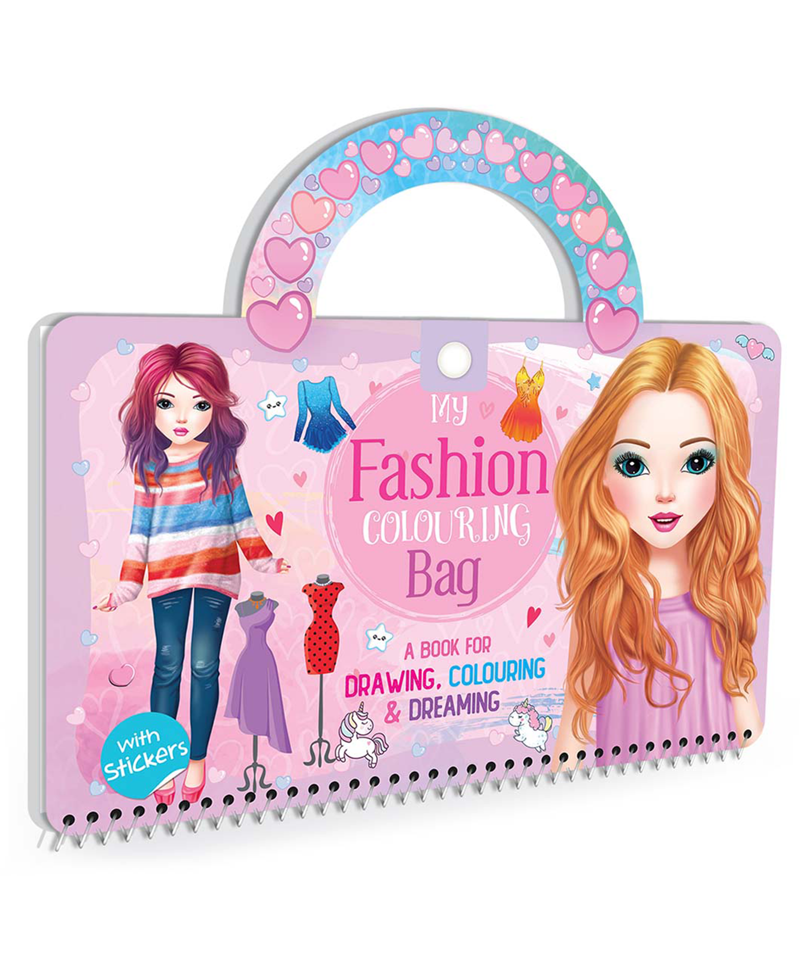 Hello Friend Books My Portable Fashion Sticker and Colouring Bag: Practice Colouring with Easy to Handle and Carry Book – Perfect for Girls, Travel and Gifting