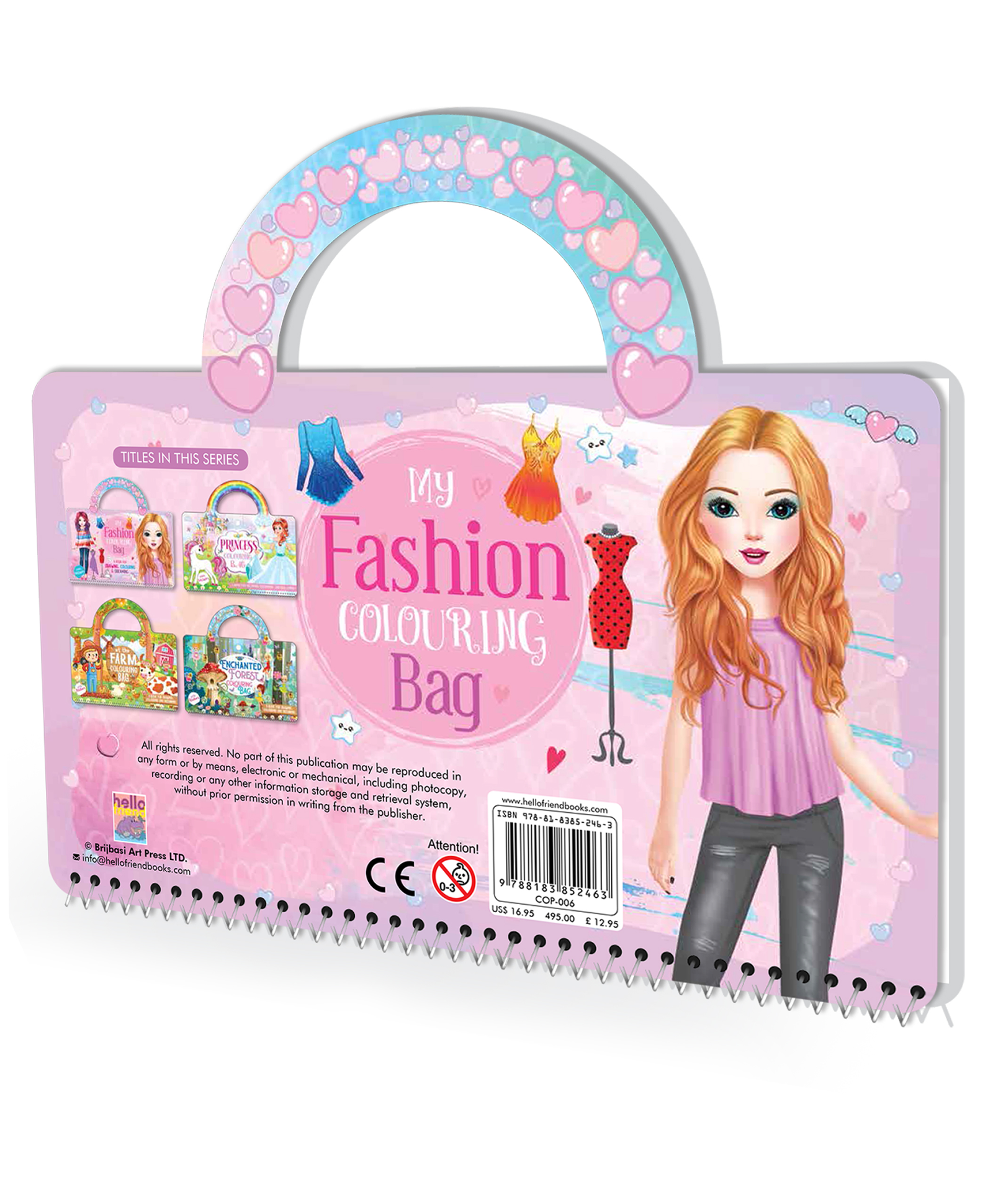 Hello Friend Books My Portable Fashion Sticker and Colouring Bag: Practice Colouring with Easy to Handle and Carry Book – Perfect for Girls, Travel and Gifting