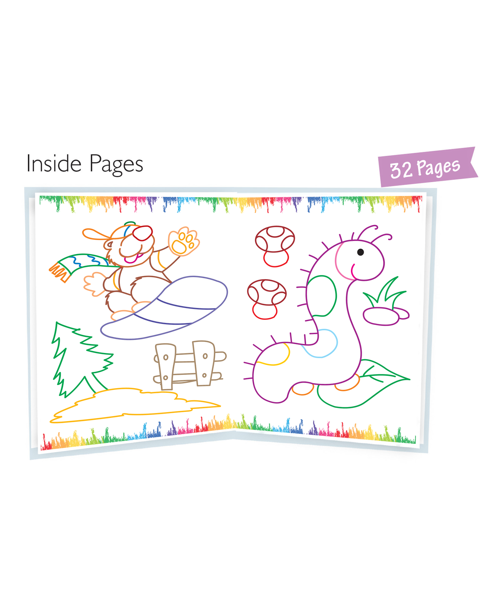 Hello Friend Books Colour in Fun Water Colouring Pad: Exciting Water Colouring with Colouring Book, Water Colours and Paint Brush (Purple)
