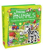 Hello Friend Books My Padded Puzzle Board Book: Amazing Animals- 9×6 Jigsaw Puzzle Pieces for Perception and Learning