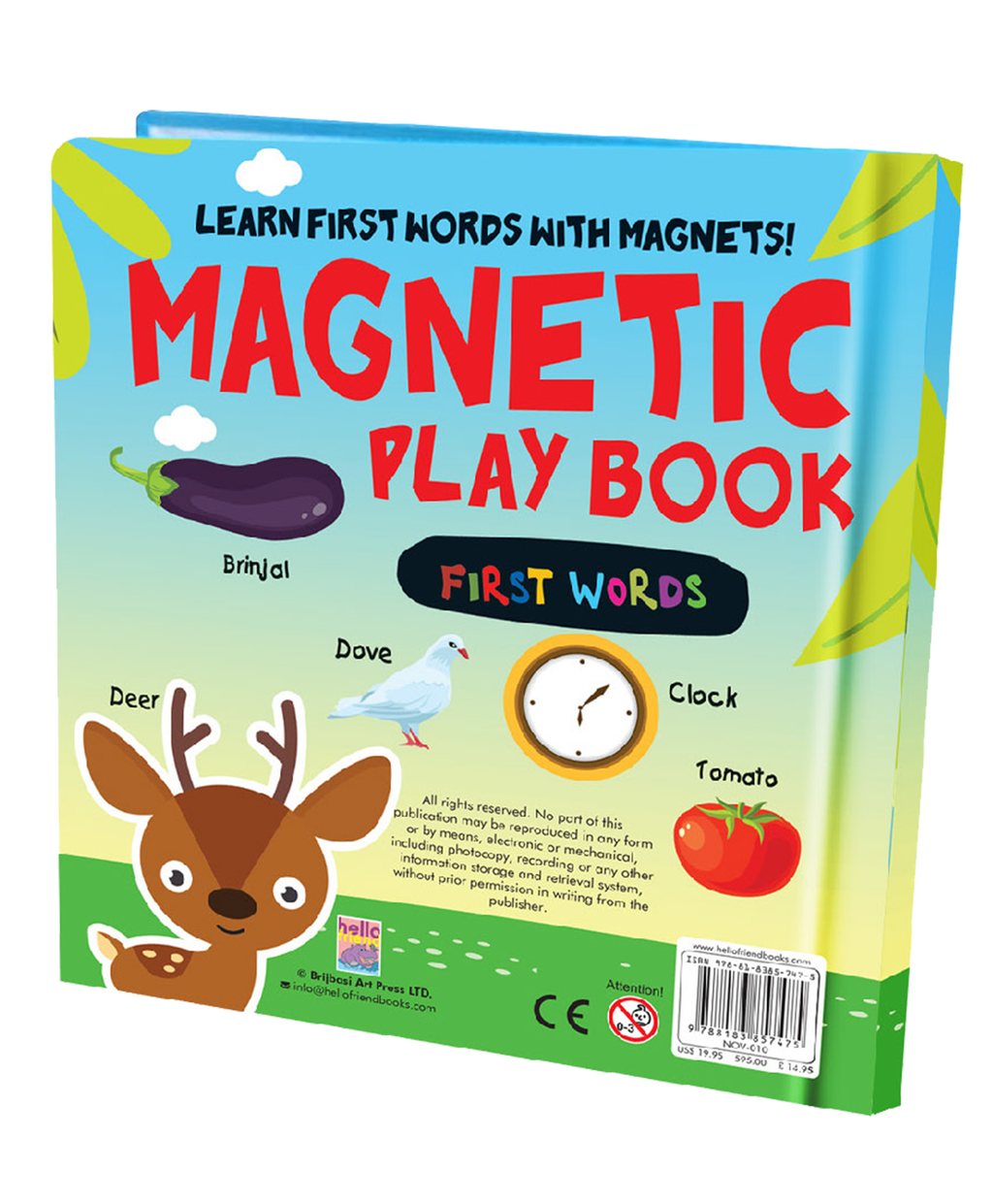 Hello Friend Books Magnetic Play Book: Learn First Words- Magnetic Board Book with 15 Magnet Puzzle Pieces