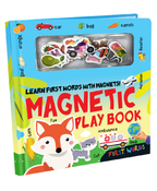 Hello Friend Books Magnetic Play Book: Learn First Words- Magnetic Board Book with 15 Magnet Puzzle Pieces