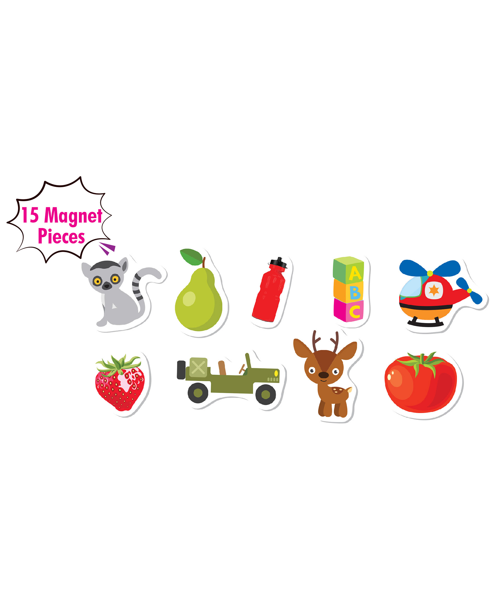 Hello Friend Books Magnetic Play Book: Learn First Words- Magnetic Board Book with 15 Magnet Puzzle Pieces