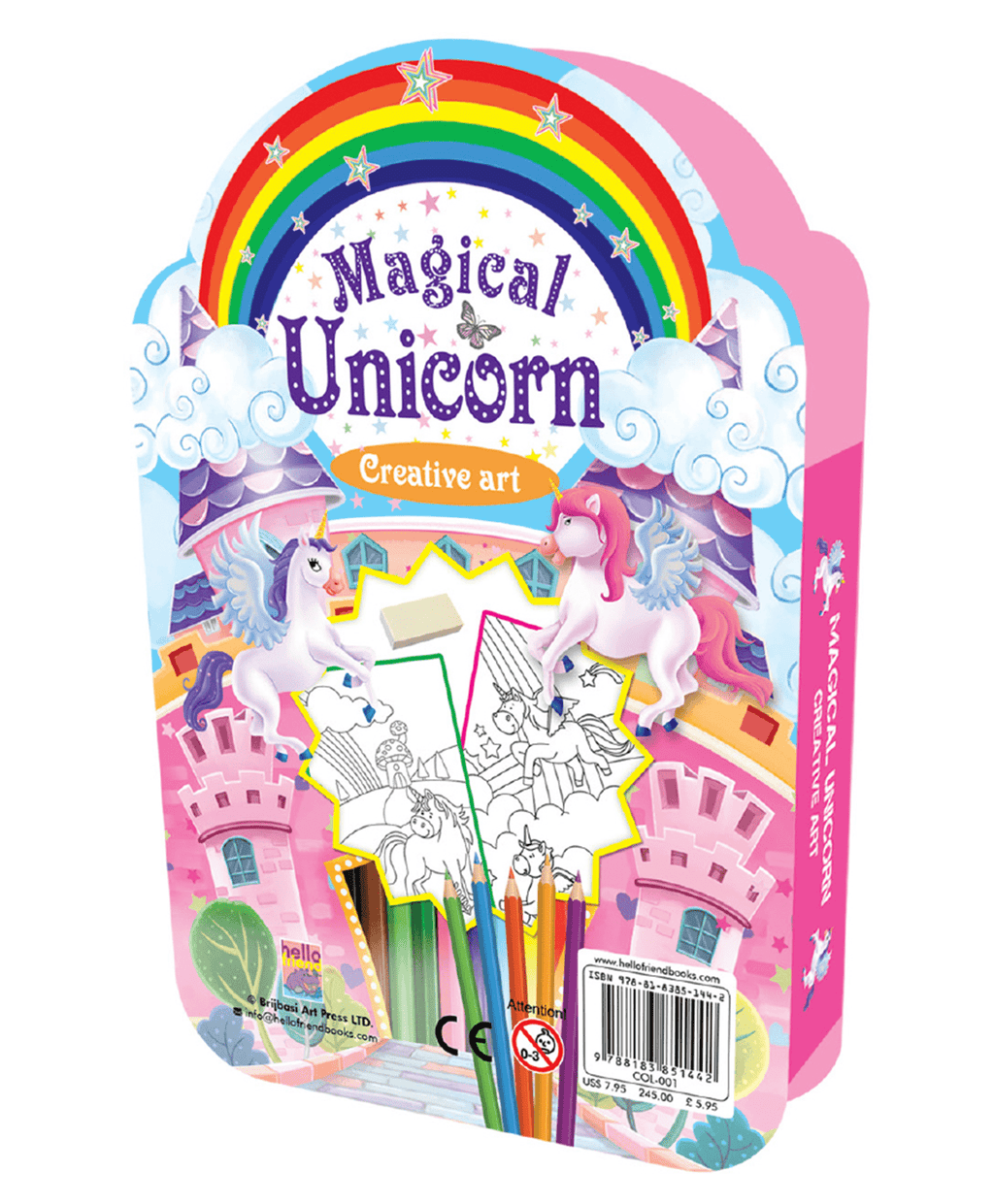 Hello Friend Books Creative Art Colouring Kit: Barnyard Friends – Art Kit with 8 Colour Pencils, Eraser and Colouring Book