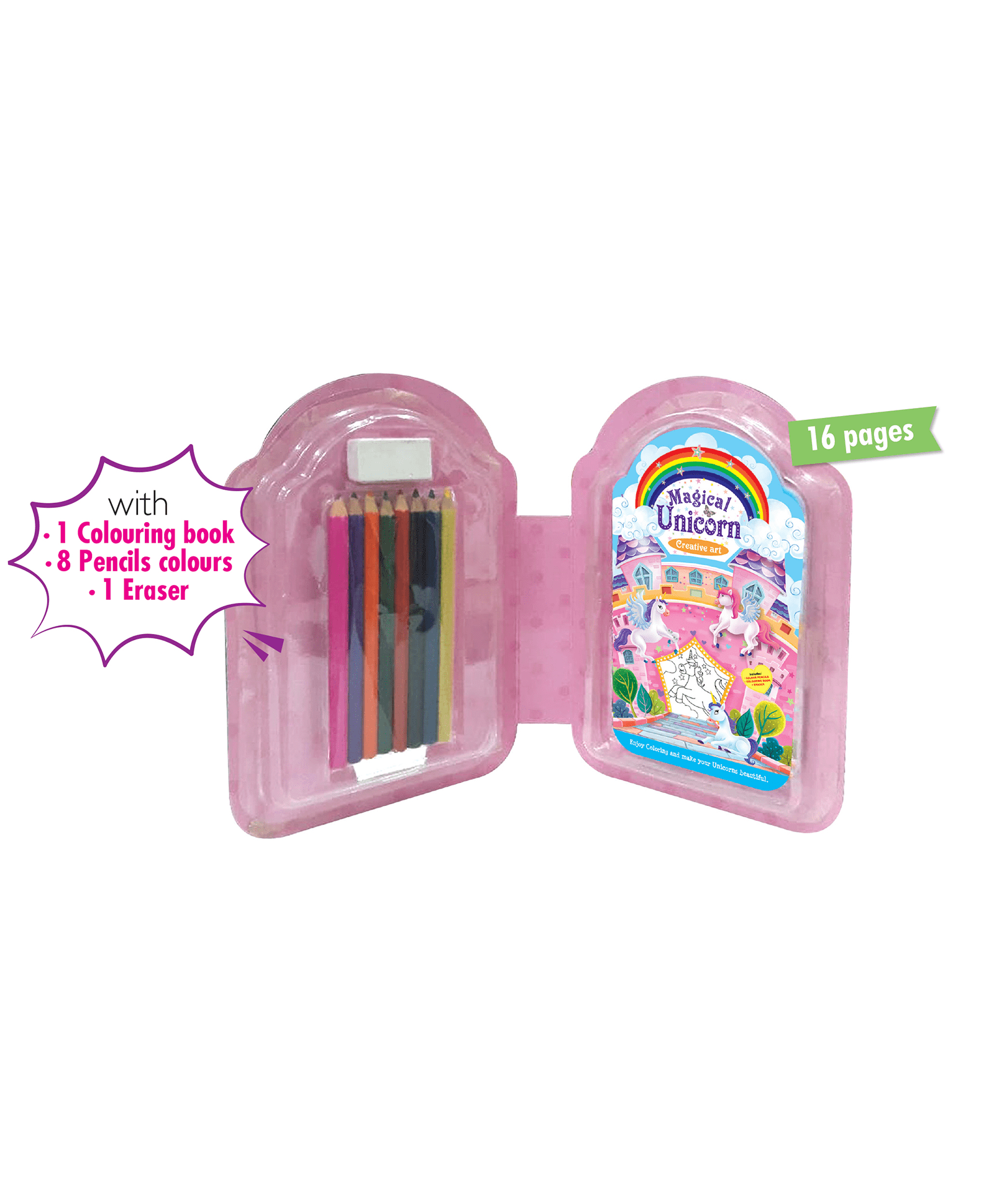Hello Friend Books Creative Art Colouring Kit: Barnyard Friends – Art Kit with 8 Colour Pencils, Eraser and Colouring Book