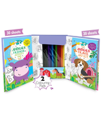 Hello Friend Books Travel Art Kit: Animals – Art Kit with 2 Colouring Pads and 12 Colour Pencils for Kids on the Go