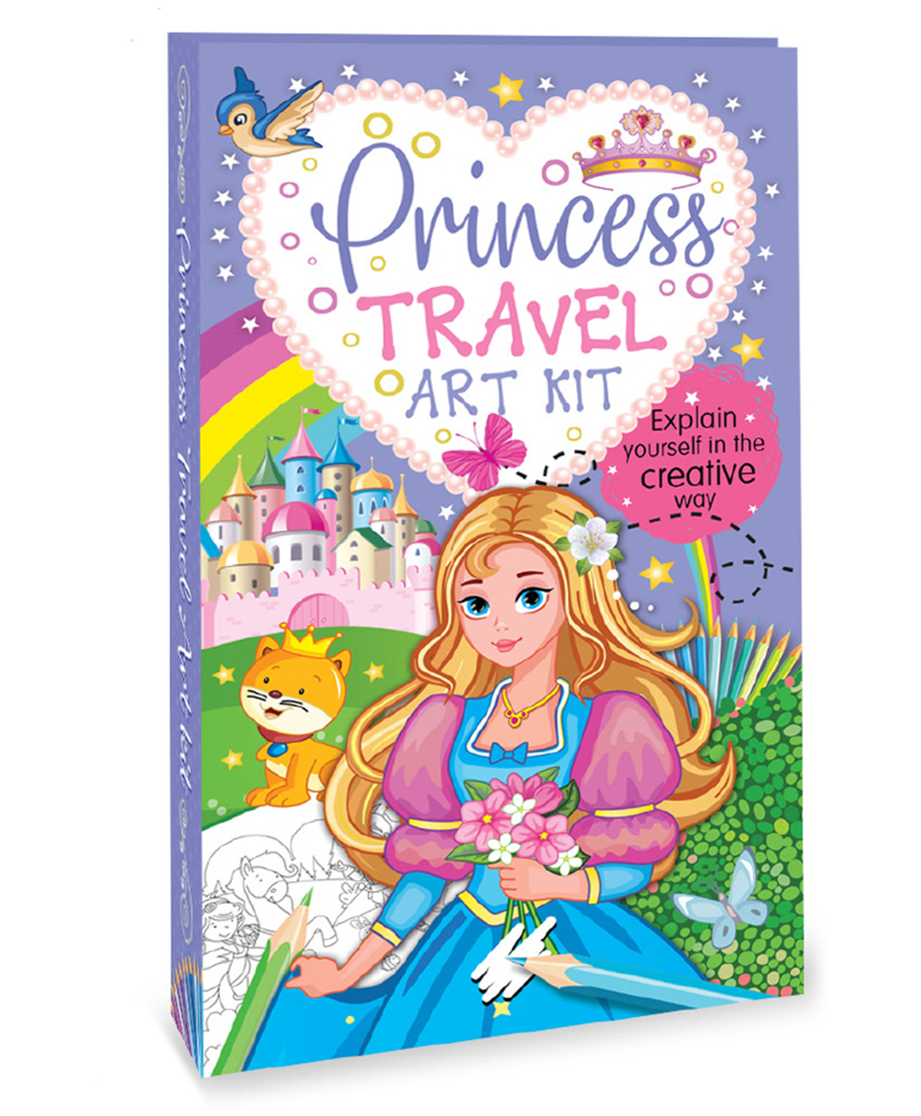 Hello Friend Books Travel Art Kit: Princess – Art Kit with 2 Colouring Pads and 12 Colour Pencils for Kids on the Go