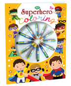 Hello Friend Books Colouring with Crayons: Superhero – Colouring Book with 12 Attractive Crayon Colours