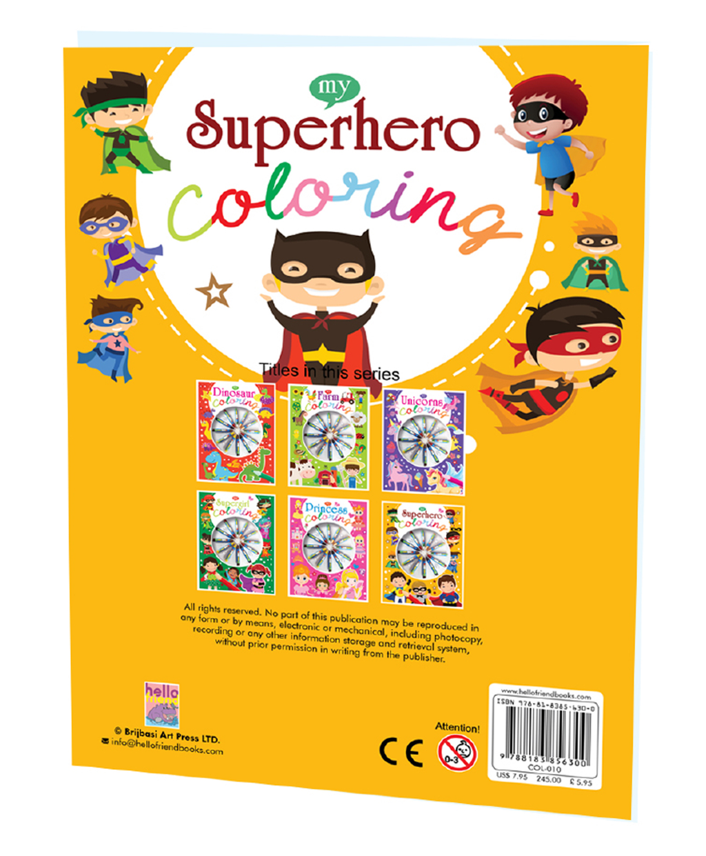 Hello Friend Books Colouring with Crayons: Superhero – Colouring Book with 12 Attractive Crayon Colours