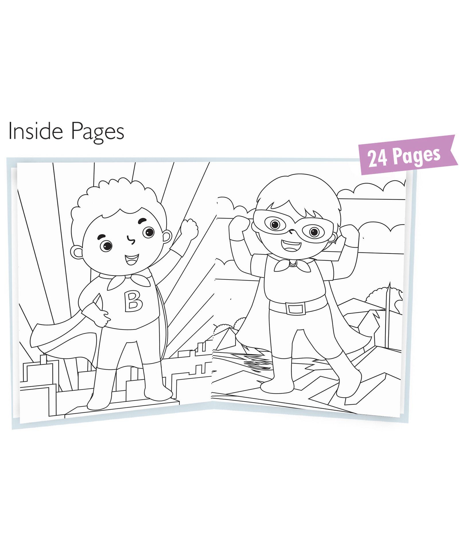 Hello Friend Books Colouring with Crayons: Superhero – Colouring Book with 12 Attractive Crayon Colours